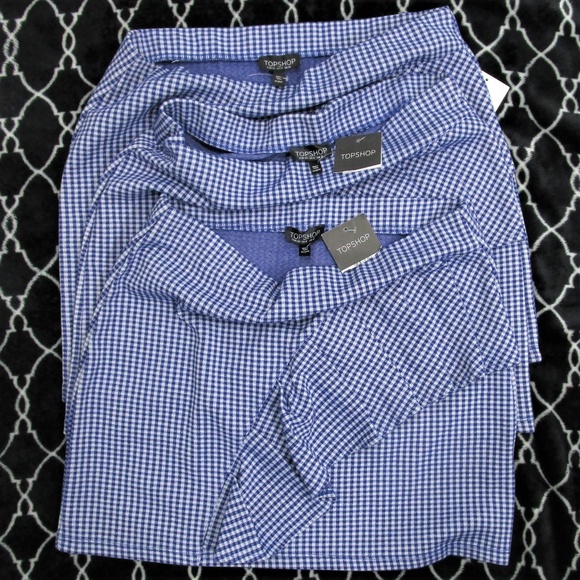 Host Pick NWT Blue Plaid Gingham Ruffle Mini Skirt - Picture 7 of 7